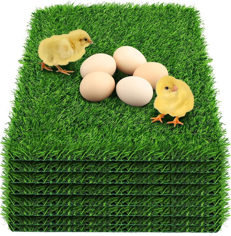 DenForste 8 Pack Chicken Nesting Box Pads - Washable Artificial Grass Nesting Pads - Chicken Nesting Pads for Chicken Coop and Pet Garden Lawn Indoor Outdoor 12"×12"×1" - Image 1